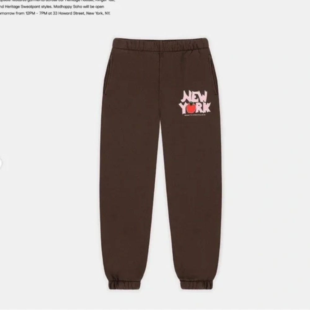 Madhappy New York Exclusive Brown Sweatpant Joggers Size Small